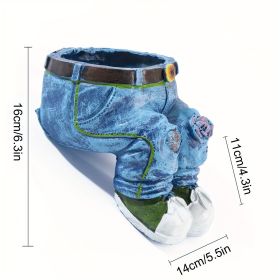 1pc Funny Indoor And Outdoor Flower Pots Resin Denim Pants Ornaments Creative Flower Pot Decoration Crafts Retro Garden Decoration