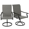 Patio Swivel Chairs Set of 2, High Back Patio Dining Chairs with All-Weather Mesh for Backyard, Lawn, Garden, Gray