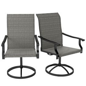 Patio Swivel Chairs Set of 2, High Back Patio Dining Chairs with All-Weather Mesh for Backyard, Lawn, Garden, Gray