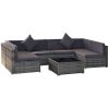 7-Piece Outdoor Wicker Patio Furniture Set with Gray Cushions