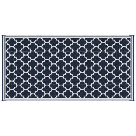 9x18 Reversible RV Outdoor Rug Blue and White Plastic Straw Patio Floor Mat for Backyard Deck Picnic Beach Camping