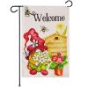 Garden Flag Welcome Gnome with Flowers 12x18 inch Blockout Fabric Double Sided