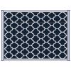 9x18 Modern Outdoor Mat, Plastic Waterproof, Reversible & Folding for Picnic, Beach, Camping, Blue & White