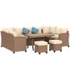Stylish Patio Suite: 6PC Woven PE Rattan Lounge Set with Cushions, Coffee Table | Sophisticated Outdoor Comfort.