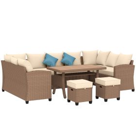 Stylish Patio Suite: 6PC Woven PE Rattan Lounge Set with Cushions, Coffee Table | Sophisticated Outdoor Comfort.