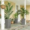 A set of 3 outdoor flower pots, conical flower pots, gray, very suitable for deep rooted plants or small trees