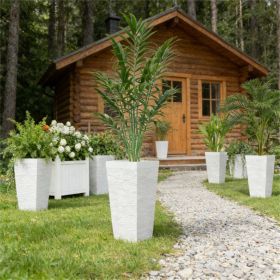 A set of 3 outdoor flower pots, conical flower pots, can save space, white