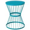 16" Steel Patio Side Table, Garden End Table with Hourglass Design, Accent Table for Outdoor and Indoor Use, Blue