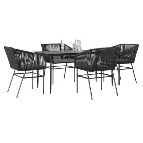 Garden Dining Set Black, Dark Grey