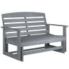 Patio Glider Bench w/ HDPE Slatted Double Rocking Chair, Distressed Gray