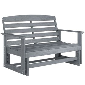 Patio Glider Bench w/ HDPE Slatted Double Rocking Chair, Distressed Gray