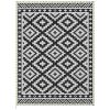 Outdoor Rug Carpet Reversible Plastic Straw Rug with LED Lights Black and White 12' x 9' for Patio