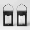 2pk Solar LED Outdoor Deck Lights Matte Black