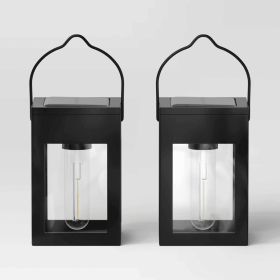 2pk Solar LED Outdoor Deck Lights Matte Black
