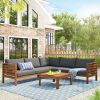 Wood Structure Outdoor Sofa Set with gray Cushions Exotic design Water-resistant and UV Protected texture High quality acacia w