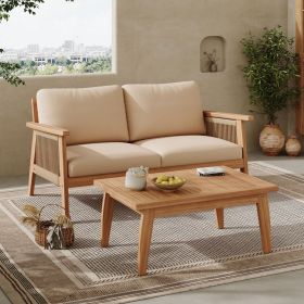 Outdoor 2pc Acacia Wood and Rope Patio Chat Set (old sku N757P238679B)