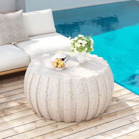 35.43" Modern Waterproof Coffee Table, Durable MgO Cement Design,Indoor & outdoor compatible(White)