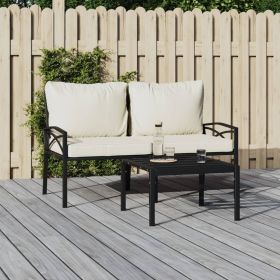 Patio Chair Set of 2 Black and Sand
