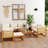 Garden Lounge Set Cream cushions, Natural wood frame