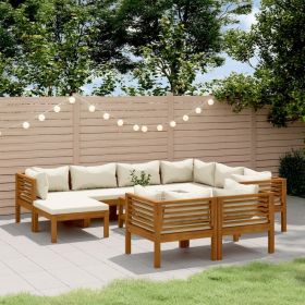 Garden Lounge Set Cream cushions with natural wood finish