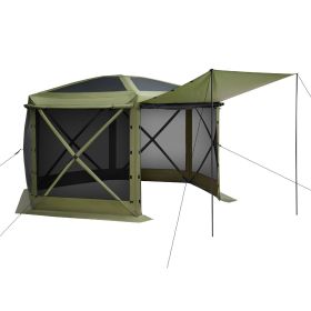 VEVOR Pop up Gazebo Screen Tent, 10 x 10 ft Large 6-Sided Camping Canopy Tent with Removable Top & Carry Bag, Quick-Set & Bite-Proof