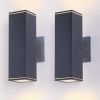 mirrea Modern Outdoor Porch Light Patio Light in 2 Lights with Aluminum Rectangular Tube and Tempered Glass Cover Waterproof Wall Sconce 2 Pack (Matte