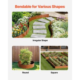 Steel Landscape Edging, 6 Packs 40 x 8 in Weather-Resistant & Pre-Rust Metal Landscape Edging, Bendable Garden Edging Border, Shark Spike