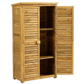 Outdoor Storage Cabinet, Wood Garden Shed with Lockable Door & 2 Removable Shelves