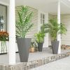 Trio of Tall Grey Planters: Stackable, with Drainage, Ideal for Outdoor or Indoor Use|