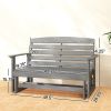 Patio Glider Bench w/ HDPE Slatted Double Rocking Chair, Distressed Gray
