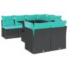 8 Piece Garden Sofa Set with Cushions Black Poly Rattan