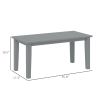 Rectangle Outdoor Coffee Table, HDPE All-Weather Outdoor Patio Table with Slatted Tabletop for Yard, Balcony, Gray