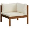 Garden Lounge Set Cream Solid Acacia wood, Polyester Modular