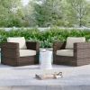 Fully Assembled Patio Chair with Cushions (Set of 2) Mixed Gray