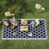 9x18 Reversible RV Outdoor Rug Blue and White Plastic Straw Patio Floor Mat for Backyard Deck Picnic Beach Camping
