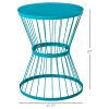 16" Steel Patio Side Table, Garden End Table with Hourglass Design, Accent Table for Outdoor and Indoor Use, Blue