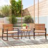 Acacia Wood Outdoor Lawn Rocking Chair Set of 2, Outdoor Patio Rocking Chairs with Armrests, Cushion, Cream White