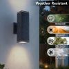 mirrea Modern Outdoor Porch Light Patio Light in 2 Lights with Aluminum Rectangular Tube and Tempered Glass Cover Waterproof Wall Sconce 2 Pack (Matte