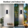 Modern Outdoor Porch Light Patio Light in 2 Lights with Aluminum Rectangular Tube and Tempered Glass Cover Waterproof Wall Sconce 2 Pack (Matte Black