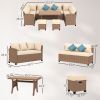Stylish Patio Suite: 6PC Woven PE Rattan Lounge Set with Cushions, Coffee Table | Sophisticated Outdoor Comfort.