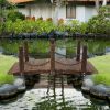 Fir Garden Path: 5ft Wooden Bridge with Metal Railings for Ponds & Streams