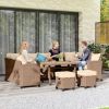 Stylish Patio Suite: 6PC Woven PE Rattan Lounge Set with Cushions, Coffee Table | Sophisticated Outdoor Comfort.