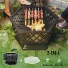 outdooOutdoor fire pit with barbecue grill, fireplace