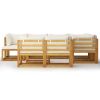 Garden Lounge Set Cream cushions, Natural wood frame