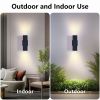 mirrea Modern Outdoor Porch Light Patio Light in 2 Lights with Aluminum Rectangular Tube and Tempered Glass Cover Waterproof Wall Sconce 2 Pack (Matte