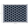 9x18 Modern Outdoor Mat, Plastic Waterproof, Reversible & Folding for Picnic, Beach, Camping, Blue & White