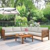 Wood Structure Outdoor Sofa Set with beige Cushions Exotic design Water-resistant and UV Protected texture High quality acacia w