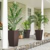 24ft Tall Plastic Planters, Set of 3, with Drainage Hole, Rattan-Style, anti-crack, Outdoor & Indoor, for Office, patios, Brown