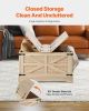 Rattan Coffee Table, Rectangle PE Rattan Woven Wood Coffee Table with MDF Top, 32-Inch Modern Boho Style Storage Coffee Table with Retro Metal Hinges