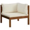 Garden Lounge Set Cream Cushions Solid Acacia Wood with an Oil Finish